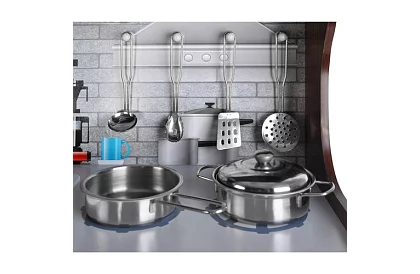 Drewniana kuchnia dziecięca XL z akcesoriami - brązowa