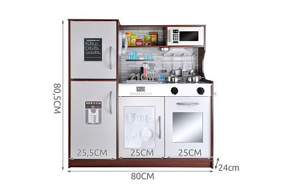 Drewniana kuchnia dziecięca XL z akcesoriami - brązowa