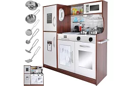 Drewniana kuchnia dziecięca XL z akcesoriami - brązowa