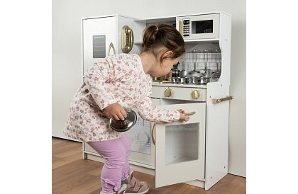 Drewniana kuchnia dziecięca XL z akcesoriami – biała