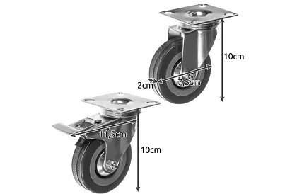 Obrotowe gumowe kółka – zestaw 4 sztuki