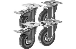 Obrotowe gumowe kółka – zestaw 4 sztuki