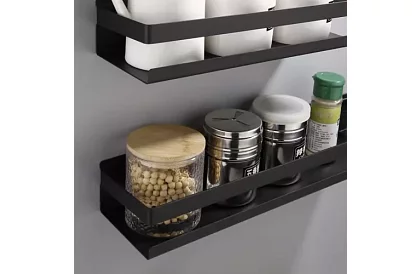 Półka łazienkowa - czarna - 50 cm