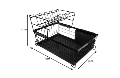 Odkapnik na naczynia - czarny - dwupoziomowy