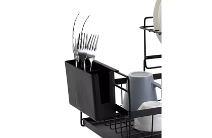 Odkapnik na naczynia - czarny - dwupoziomowy