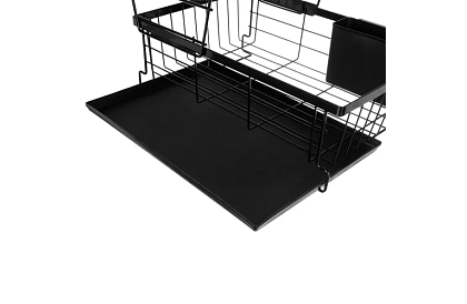 Odkapnik na naczynia - czarny - dwupoziomowy