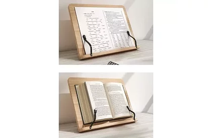 Drewniany stojak na książkę i laptop