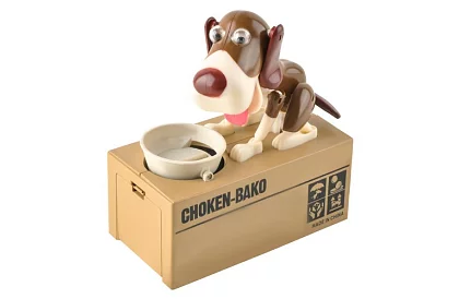 Skarbonka na monety – Głodny pies - brązowy