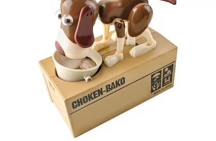 Skarbonka na monety – Głodny pies - brązowy