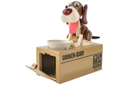 Skarbonka na monety – Głodny pies - brązowy