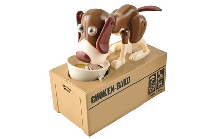 Skarbonka na monety – Głodny pies - brązowy