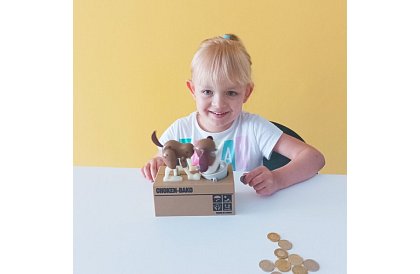 Skarbonka na monety – Głodny pies - brązowy