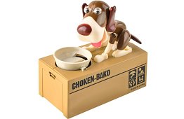 Skarbonka na monety – Głodny pies - brązowy