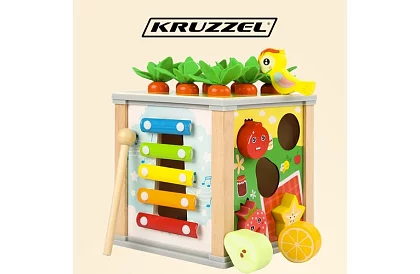 Drewniana kostka sensoryczna i edukacyjna