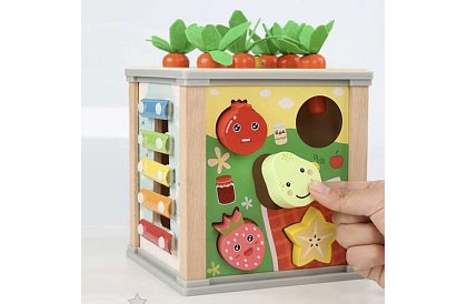 Drewniana kostka sensoryczna i edukacyjna