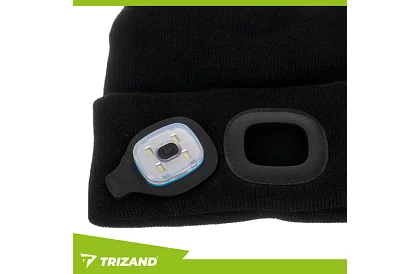 Dwuwarstwowa zimowa czapka z latarką LED - czarna