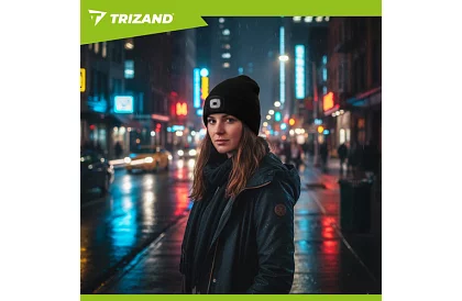 Dwuwarstwowa zimowa czapka z latarką LED - czarna