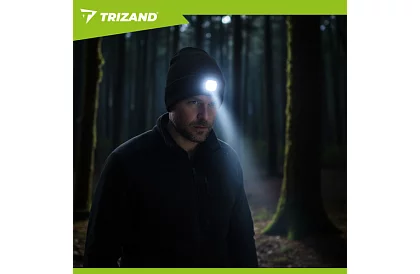 Dwuwarstwowa zimowa czapka z latarką LED - czarna