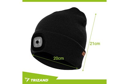 Dwuwarstwowa zimowa czapka z latarką LED - czarna