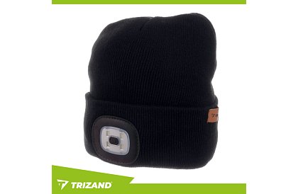 Dwuwarstwowa zimowa czapka z latarką LED - czarna