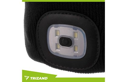 Dwuwarstwowa zimowa czapka z latarką LED - czarna