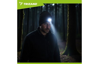 Dwuwarstwowa zimowa czapka z latarką LED - czarna