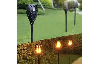 Zewnętrzne latarnie – Słoneczne pochodnie z efektem migoczącego ognia - 4 sztuki