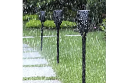 Zewnętrzne latarnie – Słoneczne pochodnie z efektem migoczącego ognia - 4 sztuki