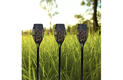 Zewnętrzne latarnie – Słoneczne pochodnie z efektem migoczącego ognia - 4 sztuki