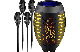 Zewnętrzne latarnie – Słoneczne pochodnie z efektem migoczącego ognia - 4 sztuki