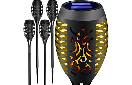 Zewnętrzne latarnie – Słoneczne pochodnie z efektem migoczącego ognia - 4 sztuki