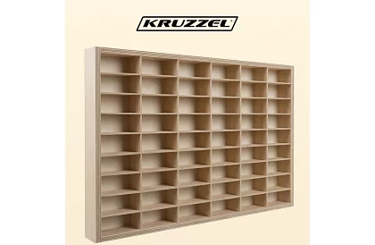 Drewniana półka - organizer na samochodziki - 54 przegródki