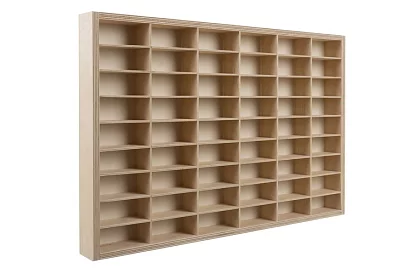 Drewniana półka - organizer na samochodziki - 54 przegródki