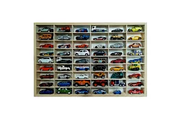 Drewniana półka - organizer na samochodziki - 54 przegródki