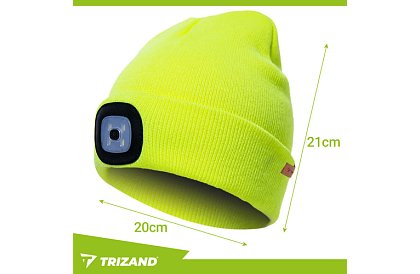 Dwuwarstwowa zimowa czapka z latarką LED – żółta