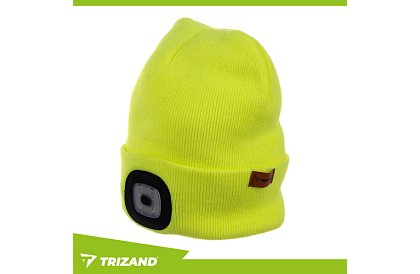 Dwuwarstwowa zimowa czapka z latarką LED – żółta