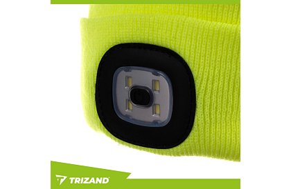 Dwuwarstwowa zimowa czapka z latarką LED – żółta