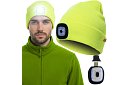 Dwuwarstwowa zimowa czapka z latarką LED – żółta