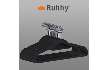 Aksamitowe wieszaki na odzież - 20 szt. - czarne