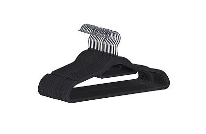 Aksamitowe wieszaki na odzież - 20 szt. - czarne