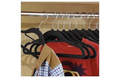 Aksamitowe wieszaki na odzież - 20 szt. - czarne