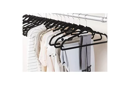 Aksamitowe wieszaki na odzież - 20 szt. - czarne