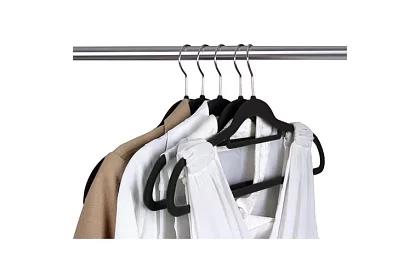 Aksamitowe wieszaki na odzież - 20 szt. - czarne