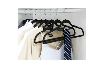 Aksamitowe wieszaki na odzież - 20 szt. - czarne