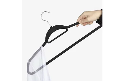 Aksamitowe wieszaki na odzież - 20 szt. - czarne