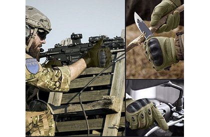 Takticzne rękawice dotykowe - rozmiar XL - khaki