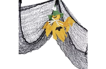 Duża sztuczna pajęczyna na Halloween – 198x76 cm - czarna