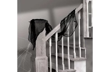 Duża sztuczna pajęczyna na Halloween – 198x76 cm - czarna