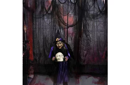 Duża sztuczna pajęczyna na Halloween – 198x76 cm - czarna