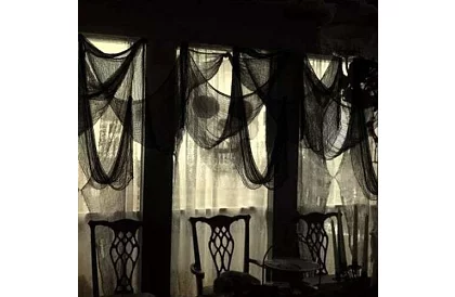 Duża sztuczna pajęczyna na Halloween – 198x76 cm - czarna